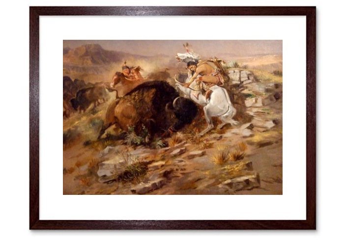 Charles Marion Russell Buffalo Hunt Framed Print